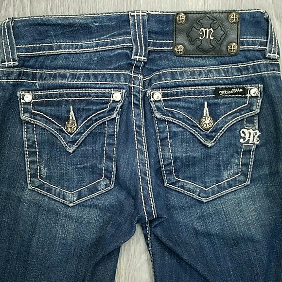 Miss Me Denim - Miss Me Skinny Dark Wash Distressed Jeans, Size 25